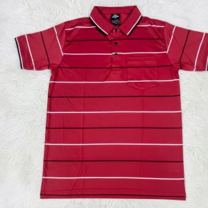 ক্লাসিক রেড স্ট্রাইপড পলো শার্ট