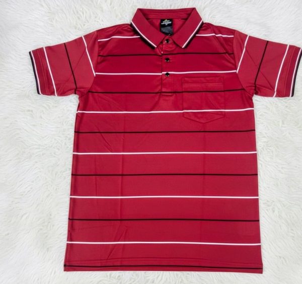 ক্লাসিক রেড স্ট্রাইপড পলো শার্ট