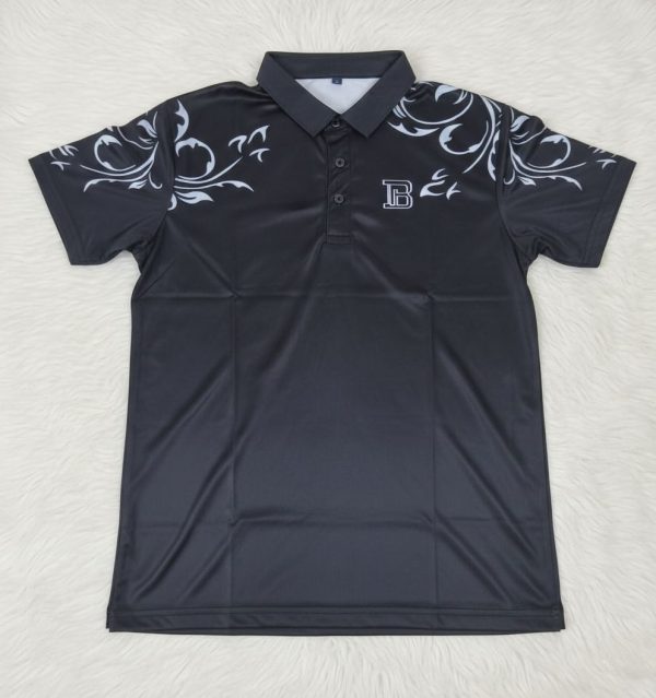 গ্রাফিক্যাল ব্লু ও কালো পলো শার্ট