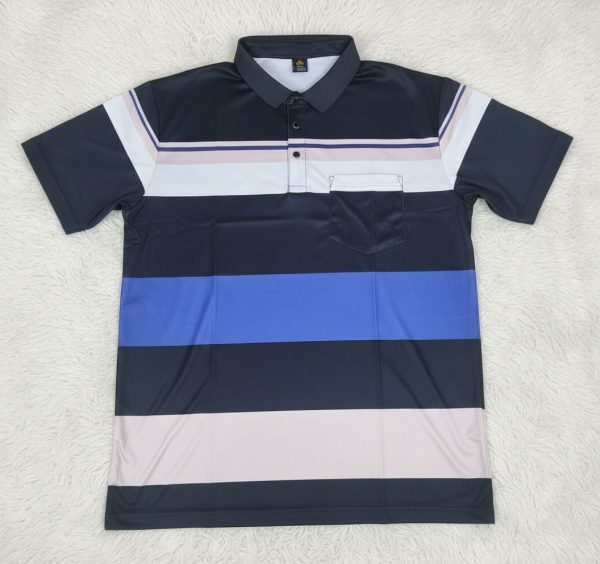 নেভি ব্লু ও লাইট ব্লু স্ট্রাইপড পলো শার্ট