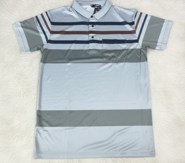 স্টাইলিশ নীল স্ট্রাইপড পলো শার্ট